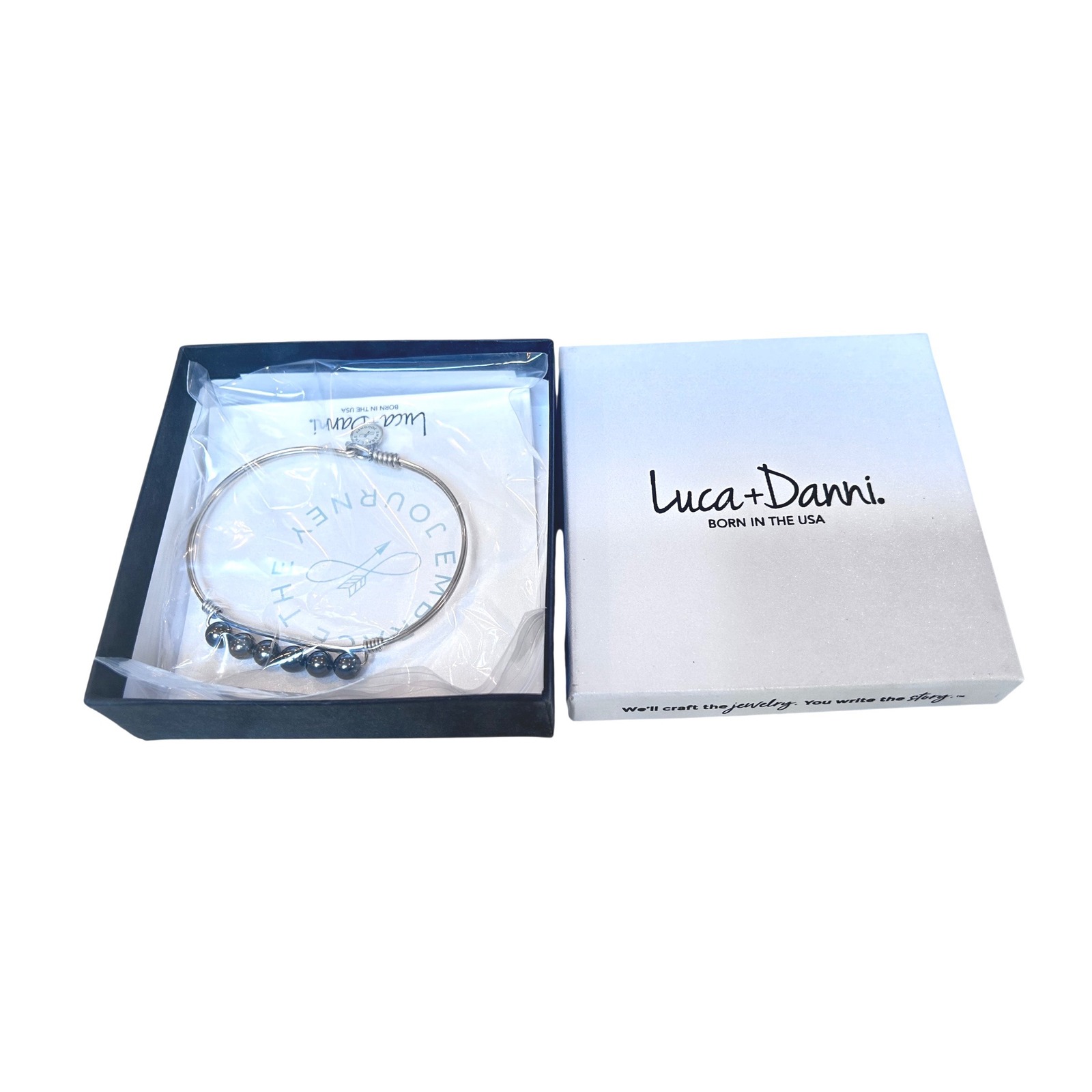 Luca + Danni Embrace The Journey Silver Tone Bead Bangle Bracelet Nib